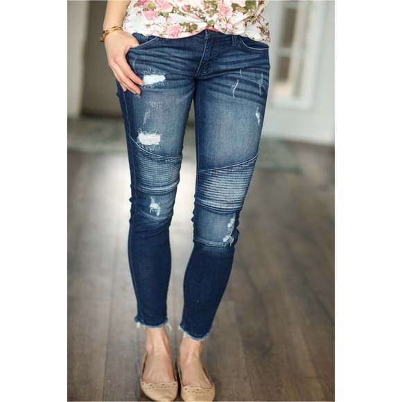 KanCan | Moto Distressed Skinny Jeans - Picture 3 of 7